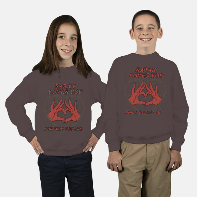 Satan Loves You-youth crew neck sweatshirt-Thiago Correa