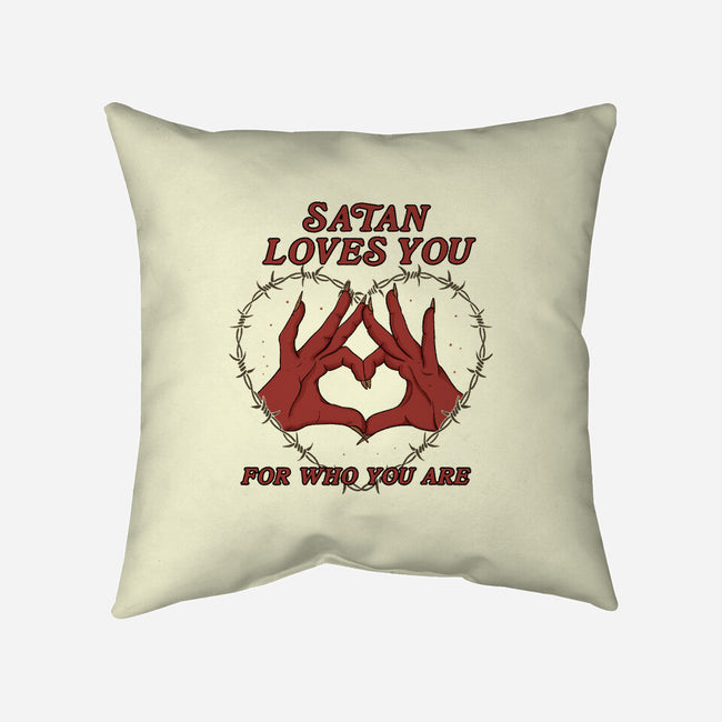 Satan Loves You-none non-removable cover w insert throw pillow-Thiago Correa