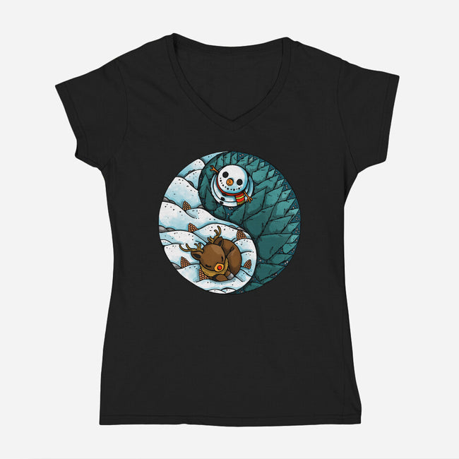 Yin Yang Winter-womens v-neck tee-Vallina84