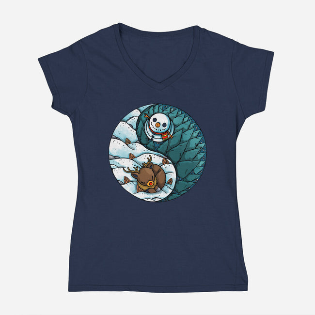 Yin Yang Winter-womens v-neck tee-Vallina84