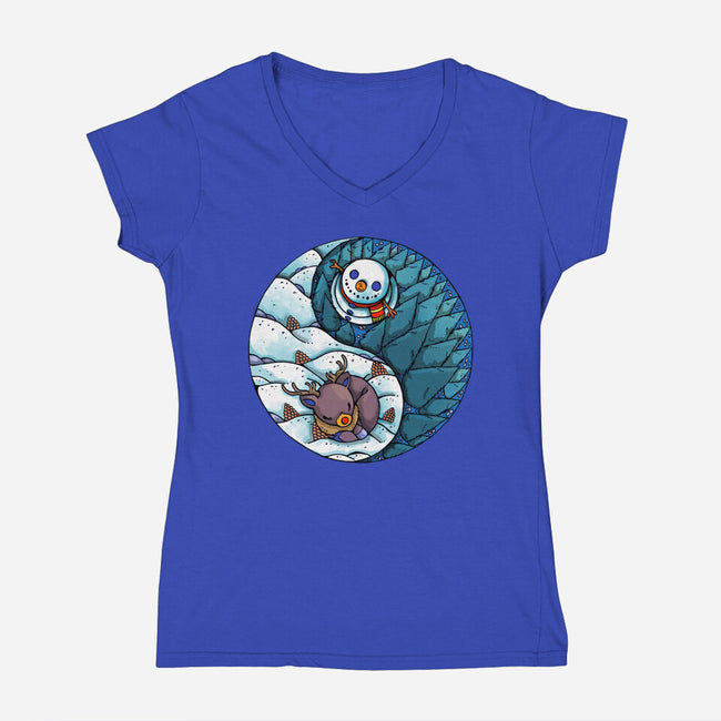Yin Yang Winter-womens v-neck tee-Vallina84
