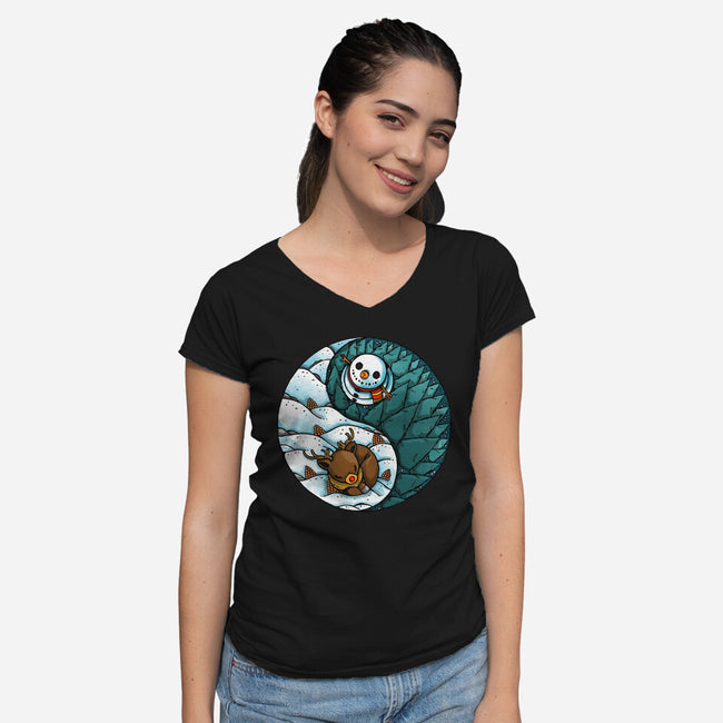 Yin Yang Winter-womens v-neck tee-Vallina84