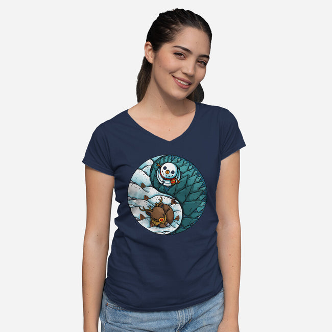 Yin Yang Winter-womens v-neck tee-Vallina84