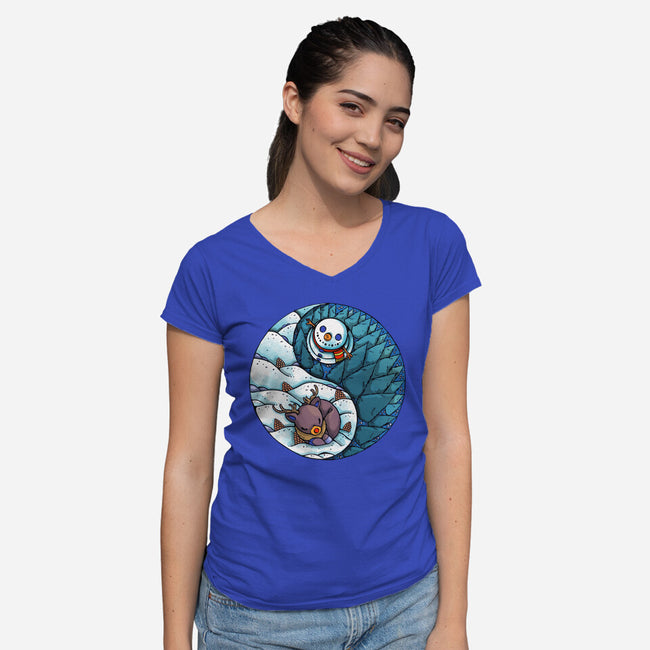 Yin Yang Winter-womens v-neck tee-Vallina84
