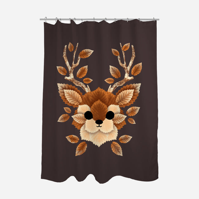 Deer Of Leaves-none polyester shower curtain-NemiMakeit