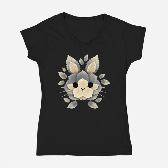 Bunny Of Leaves-womens v-neck tee-NemiMakeit