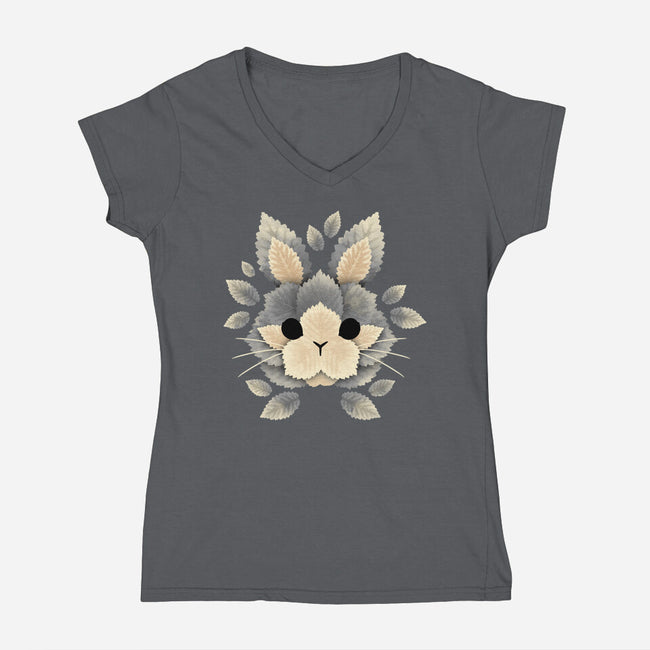 Bunny Of Leaves-womens v-neck tee-NemiMakeit