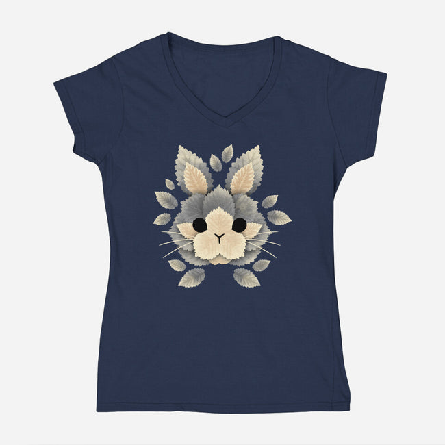 Bunny Of Leaves-womens v-neck tee-NemiMakeit