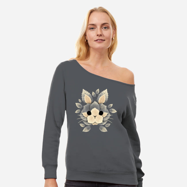 Bunny Of Leaves-womens off shoulder sweatshirt-NemiMakeit