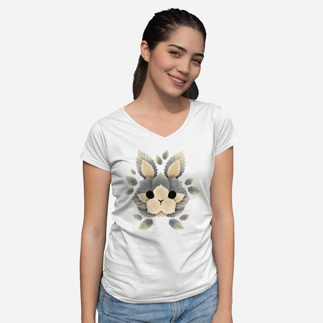 Bunny Of Leaves-womens v-neck tee-NemiMakeit