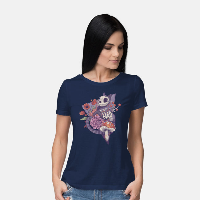 We Are All Mad Here-womens basic tee-Jess.Adams.Creates