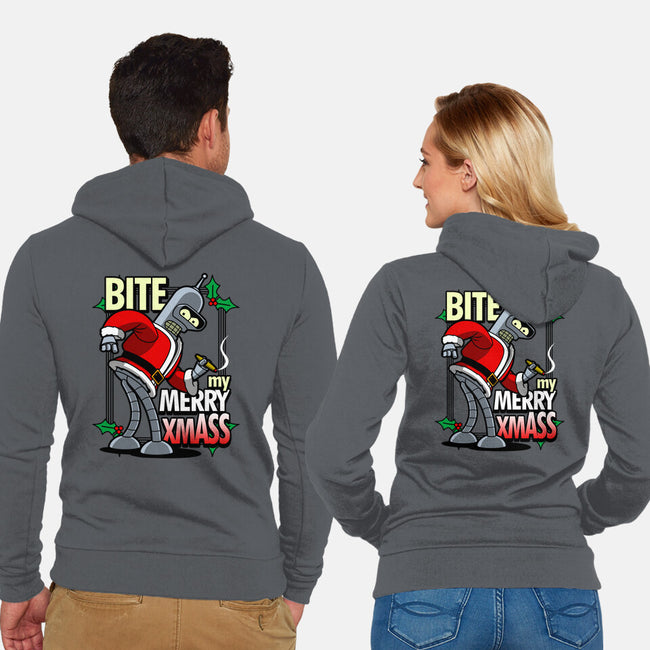 Bite my Merry XmASS-unisex zip-up sweatshirt-Boggs Nicolas