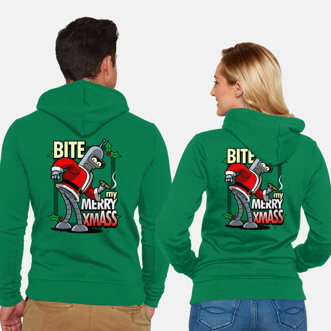 Bite my Merry XmASS-unisex zip-up sweatshirt-Boggs Nicolas