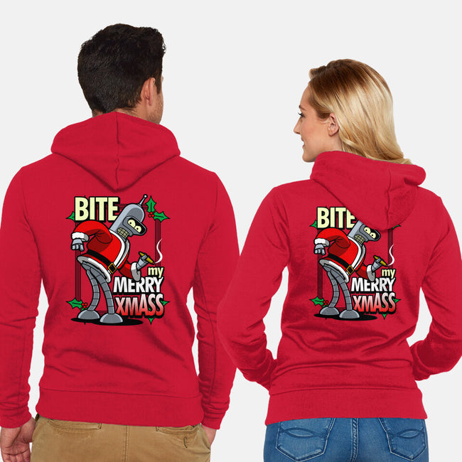 Bite my Merry XmASS-unisex zip-up sweatshirt-Boggs Nicolas
