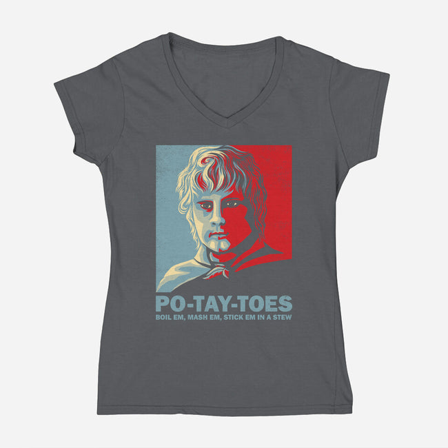 Po-Tay-Toes-womens v-neck tee-kg07