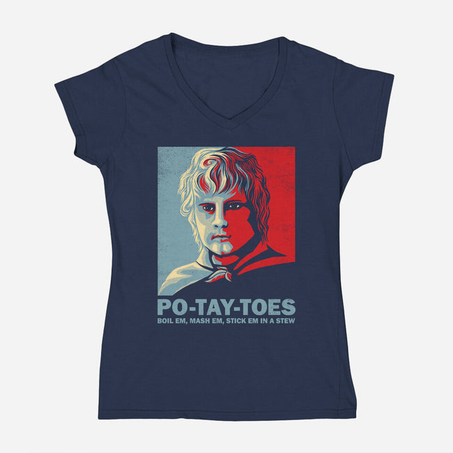 Po-Tay-Toes-womens v-neck tee-kg07