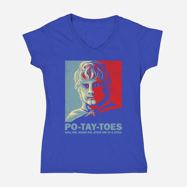 Po-Tay-Toes-womens v-neck tee-kg07
