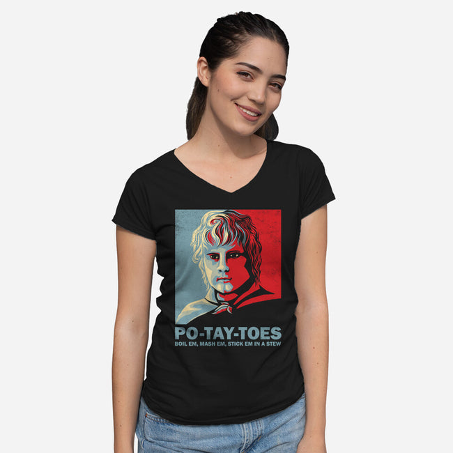Po-Tay-Toes-womens v-neck tee-kg07