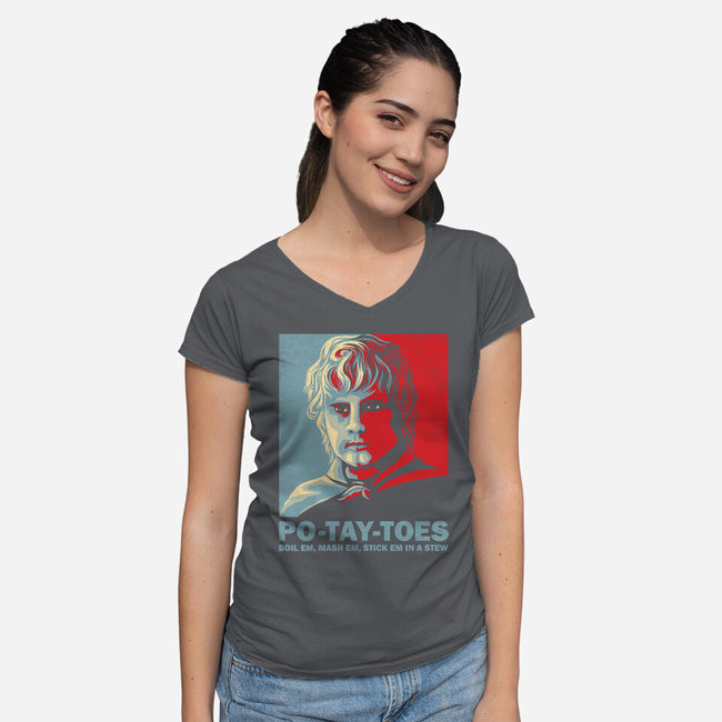 Po-Tay-Toes-womens v-neck tee-kg07