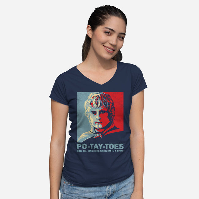 Po-Tay-Toes-womens v-neck tee-kg07