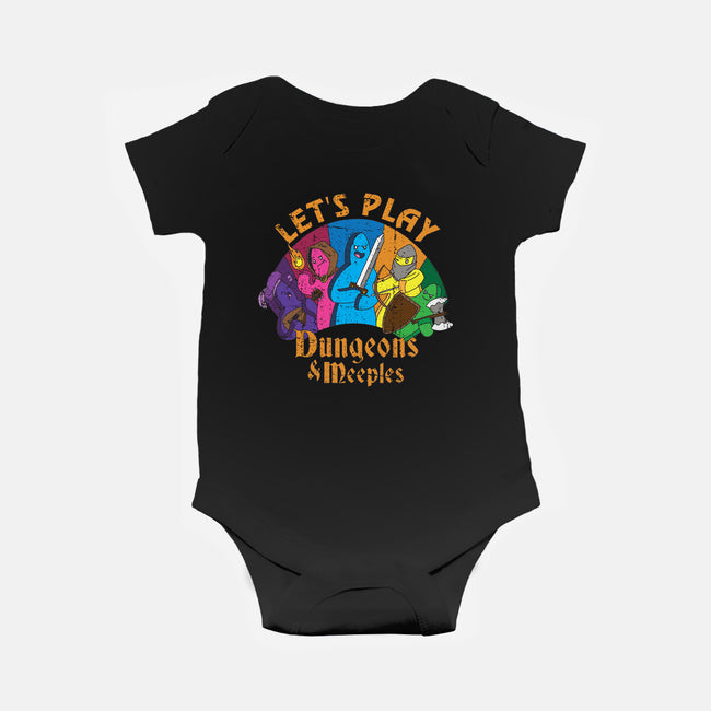 Lets Play Dungeons and Meeples-baby basic onesie-T33s4U