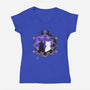 Crescent Moon Cats-womens v-neck tee-Liewrite