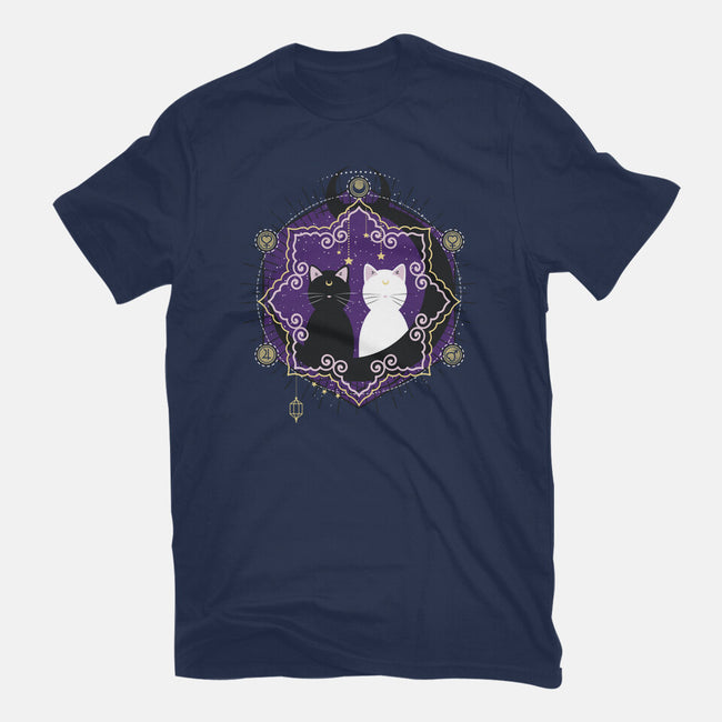 Crescent Moon Cats-mens heavyweight tee-Liewrite