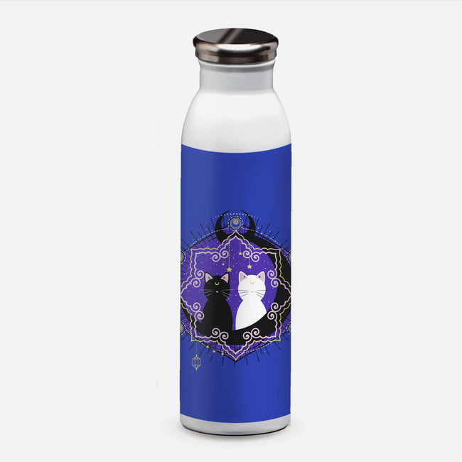 Crescent Moon Cats-none water bottle drinkware-Liewrite