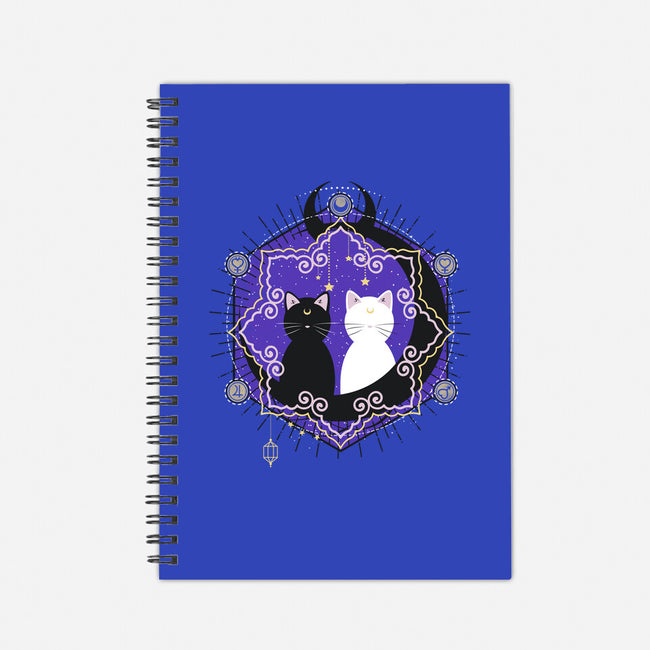 Crescent Moon Cats-none dot grid notebook-Liewrite
