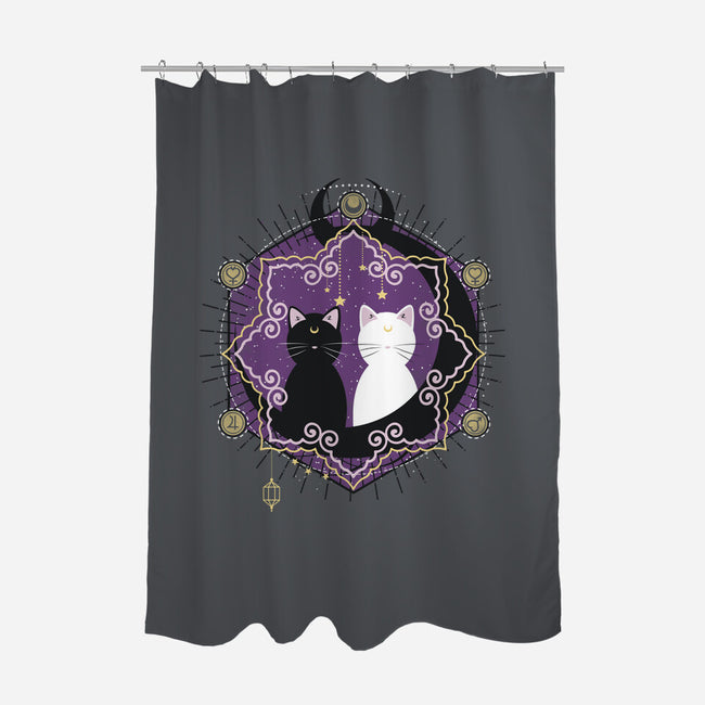 Crescent Moon Cats-none polyester shower curtain-Liewrite