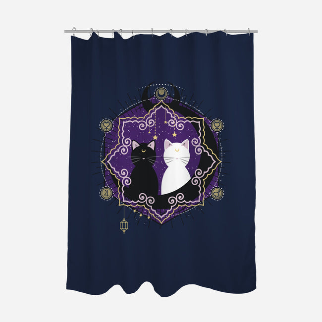 Crescent Moon Cats-none polyester shower curtain-Liewrite