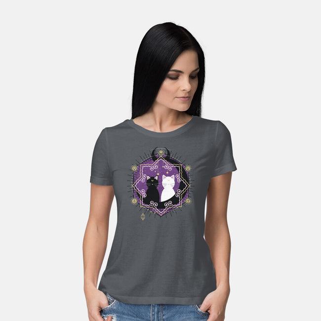 Crescent Moon Cats-womens basic tee-Liewrite