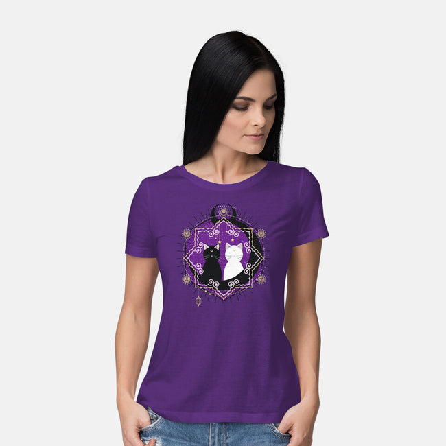 Crescent Moon Cats-womens basic tee-Liewrite