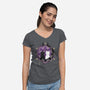 Crescent Moon Cats-womens v-neck tee-Liewrite