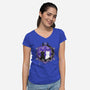 Crescent Moon Cats-womens v-neck tee-Liewrite