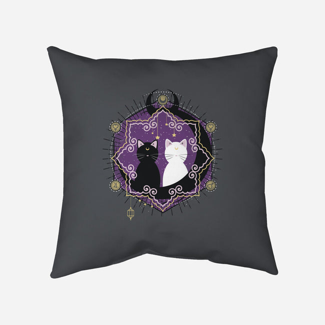 Crescent Moon Cats-none non-removable cover w insert throw pillow-Liewrite