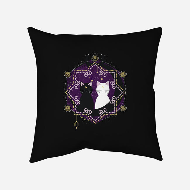 Crescent Moon Cats-none removable cover w insert throw pillow-Liewrite
