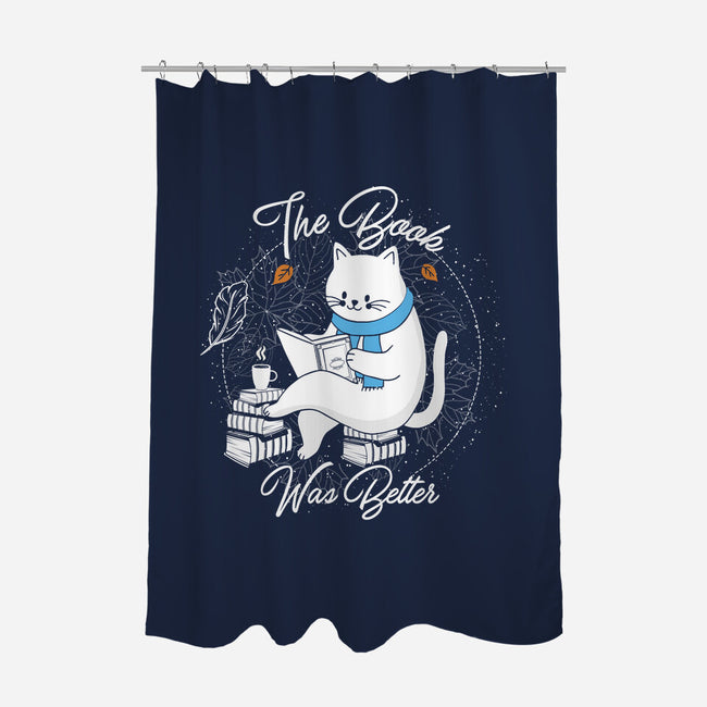 Cat Reader-none polyester shower curtain-Liewrite