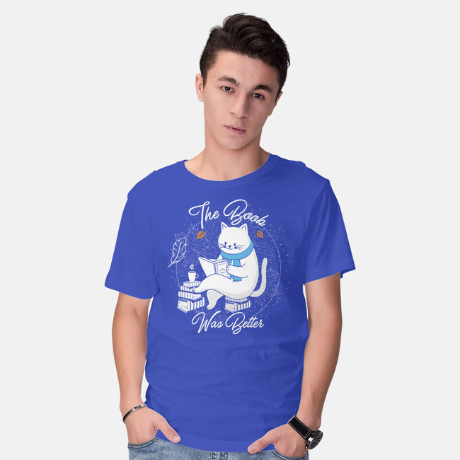 Cat Reader-mens basic tee-Liewrite