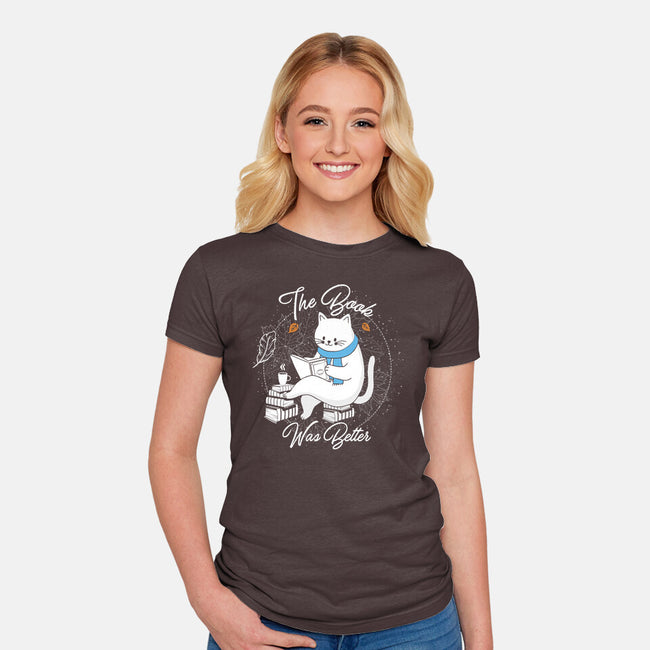 Cat Reader-womens fitted tee-Liewrite