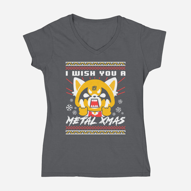 Metal Christmas-womens v-neck tee-estudiofitas