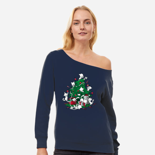 Cat Tree-womens off shoulder sweatshirt-DoOomcat