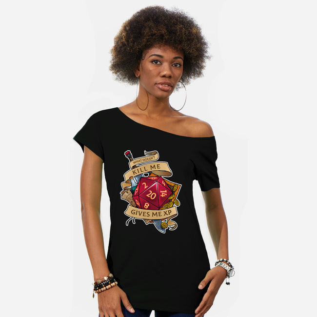 Gives Me XP-womens off shoulder tee-Ursulalopez
