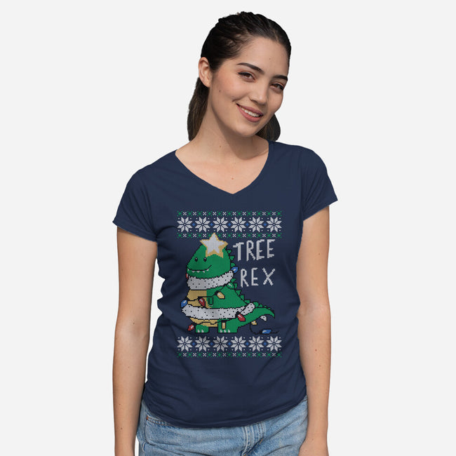Tree Rex Sweater-womens v-neck tee-TaylorRoss1
