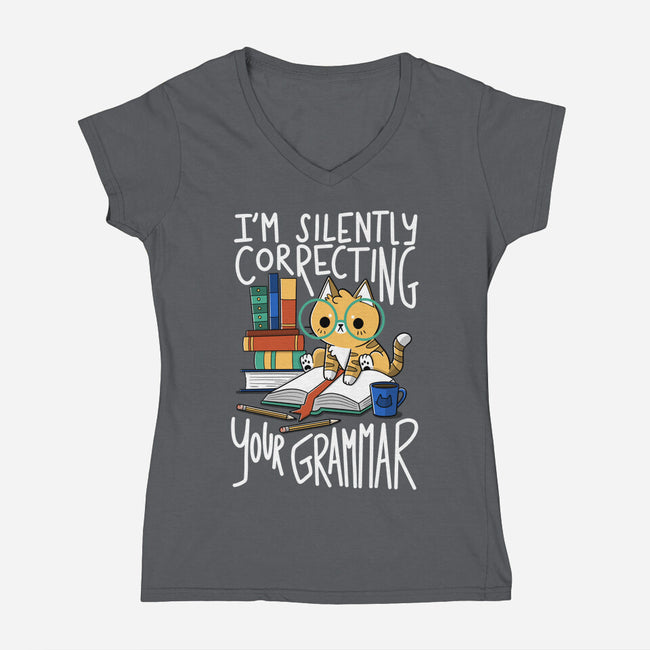 Grammar Cat-womens v-neck tee-TaylorRoss1