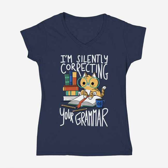 Grammar Cat-womens v-neck tee-TaylorRoss1