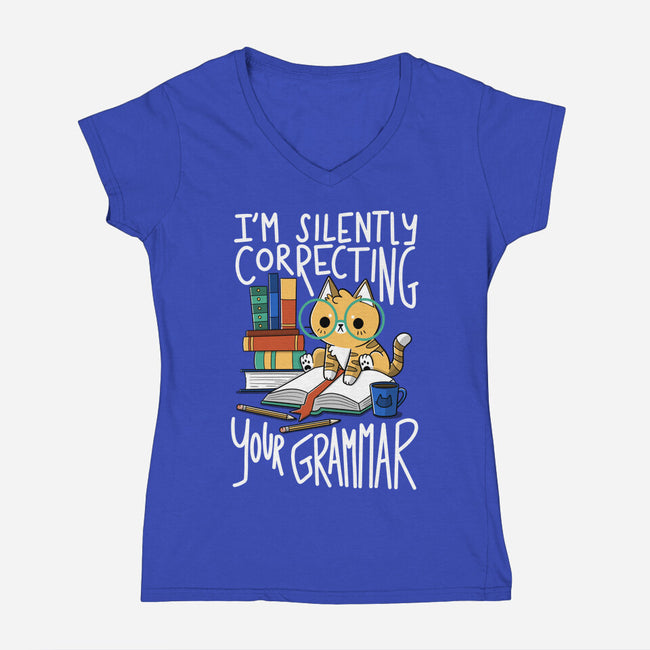 Grammar Cat-womens v-neck tee-TaylorRoss1