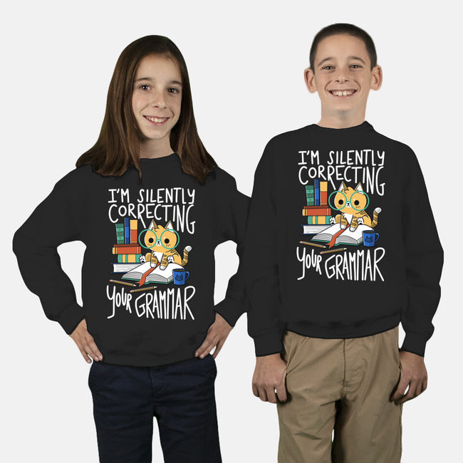 Grammar Cat-youth crew neck sweatshirt-TaylorRoss1