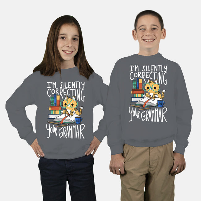 Grammar Cat-youth crew neck sweatshirt-TaylorRoss1