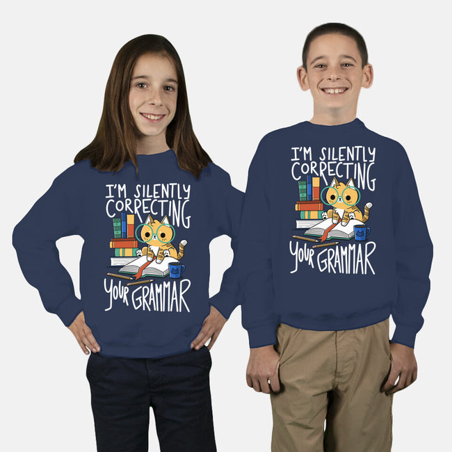 Grammar Cat-youth crew neck sweatshirt-TaylorRoss1
